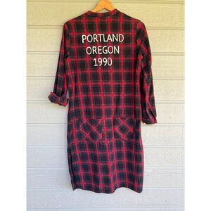 Zara Womens Plaid Flannel Duster Dress Portand Oregon 1990 Size Small